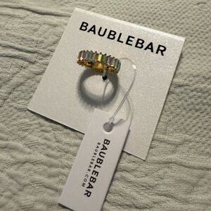 BaubleBar Gold with iridescent crystals Ring. Size 6 I believe